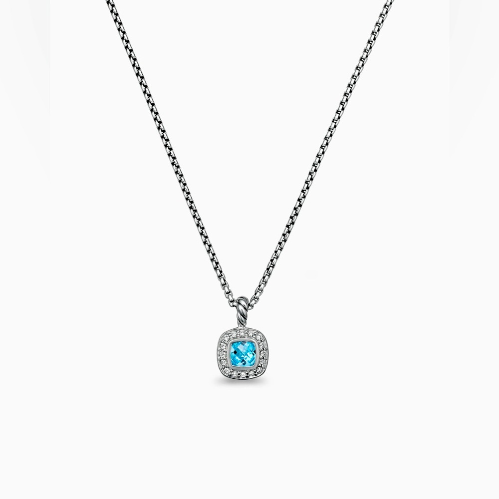 David Yurman Albion® Kids Necklace Sterling Silver Blue Topaz and Diamonds, 4mm